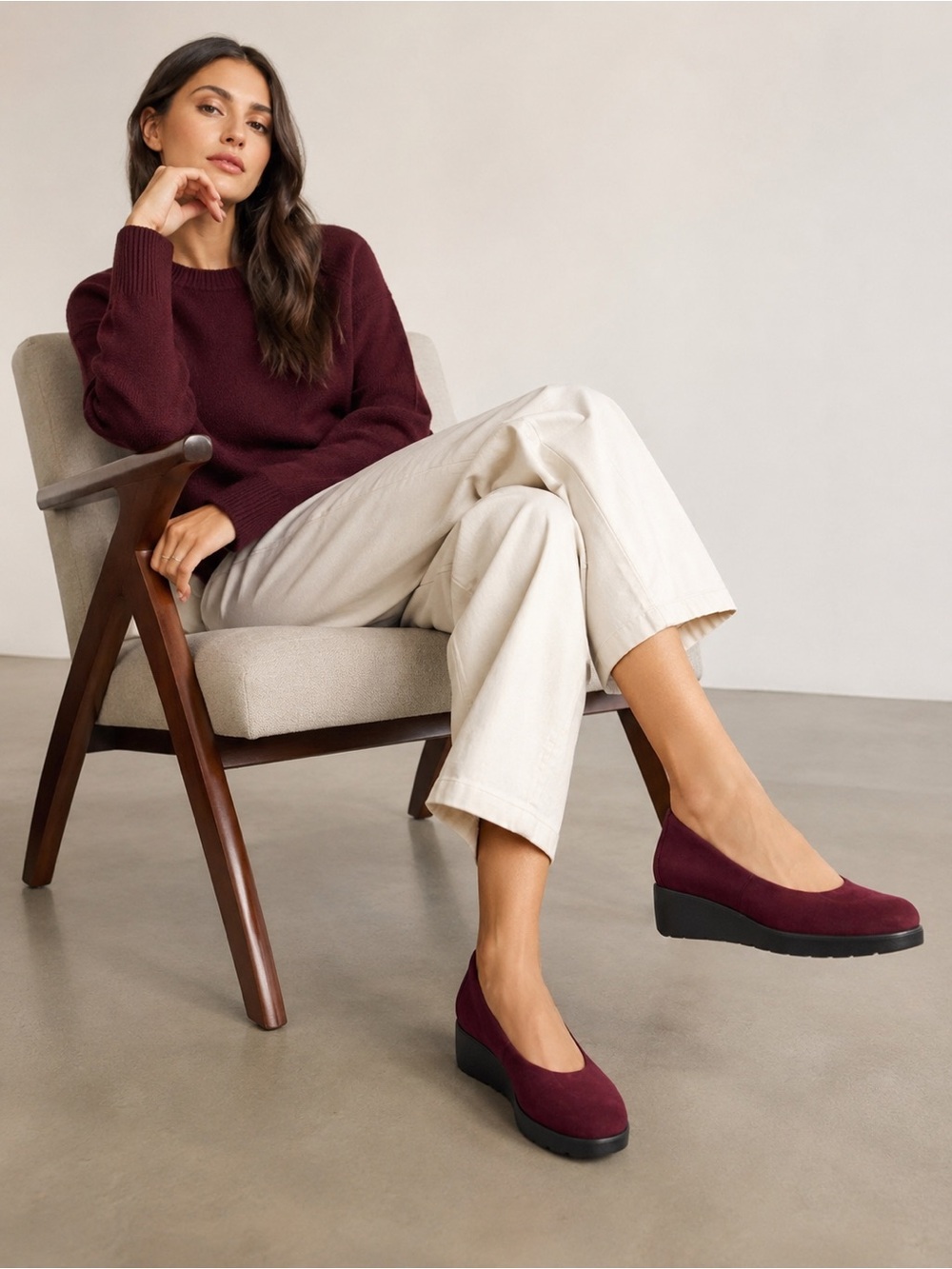 Brioso Waverly Cranberry Suede Platform Wedge Pumps | Women’s 9M | NWOT